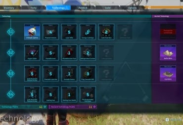 The Technology Screen in the Palworld Sakurajima update