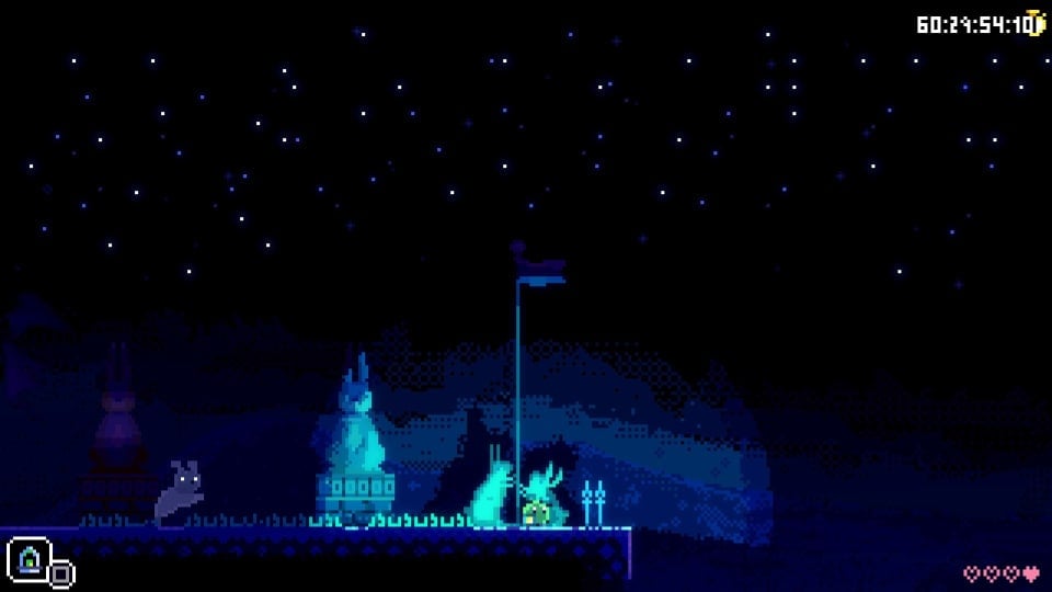 The flag at the end of the bunny platform in Animal Well for the BDTP Puzzle