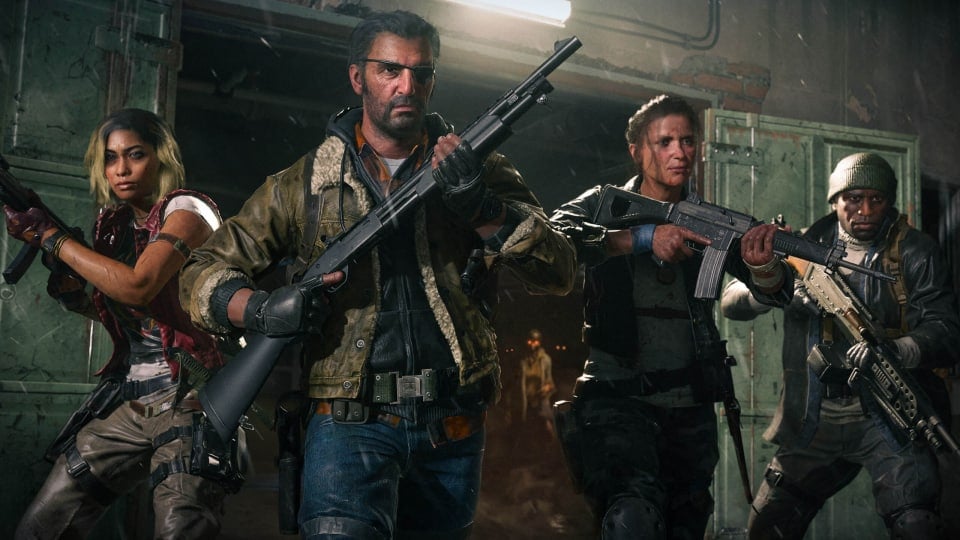 Four characters readying their guns in Call of Duty: Black Ops 6