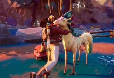 The player character hugging an animal in Creatures of Ava