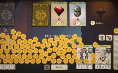 Image of a run in Dice and Fold with 84 Coins on the Screen