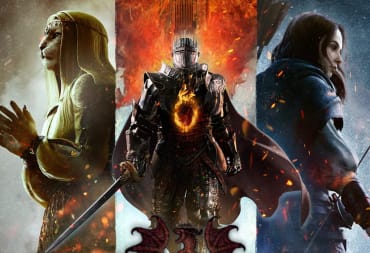 Three characters side by side in artwork for Dragon's Dogma 2