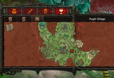 Image of the In-Game Map in Dread Delusion with 4 of the landmarks unlocked