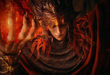 A red-haired character wearing a serpent-adorned helmet in the Elden Ring: Shadow of the Erdtree DLC release date trailer