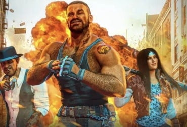 Promotional image of the TTRPG Everyday Heroes by Evil Genius Games, showing a guy in a hat with a gun, a guy in a tank top cracking his knuckles, and a girl with a spiked baseball bat, all walking away from an explosion.