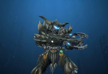A player wearing armor from the upcoming Exoprimal Monster Hunter crossover
