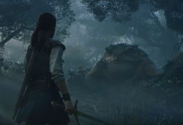 Image of the Heroine in front of a toad.