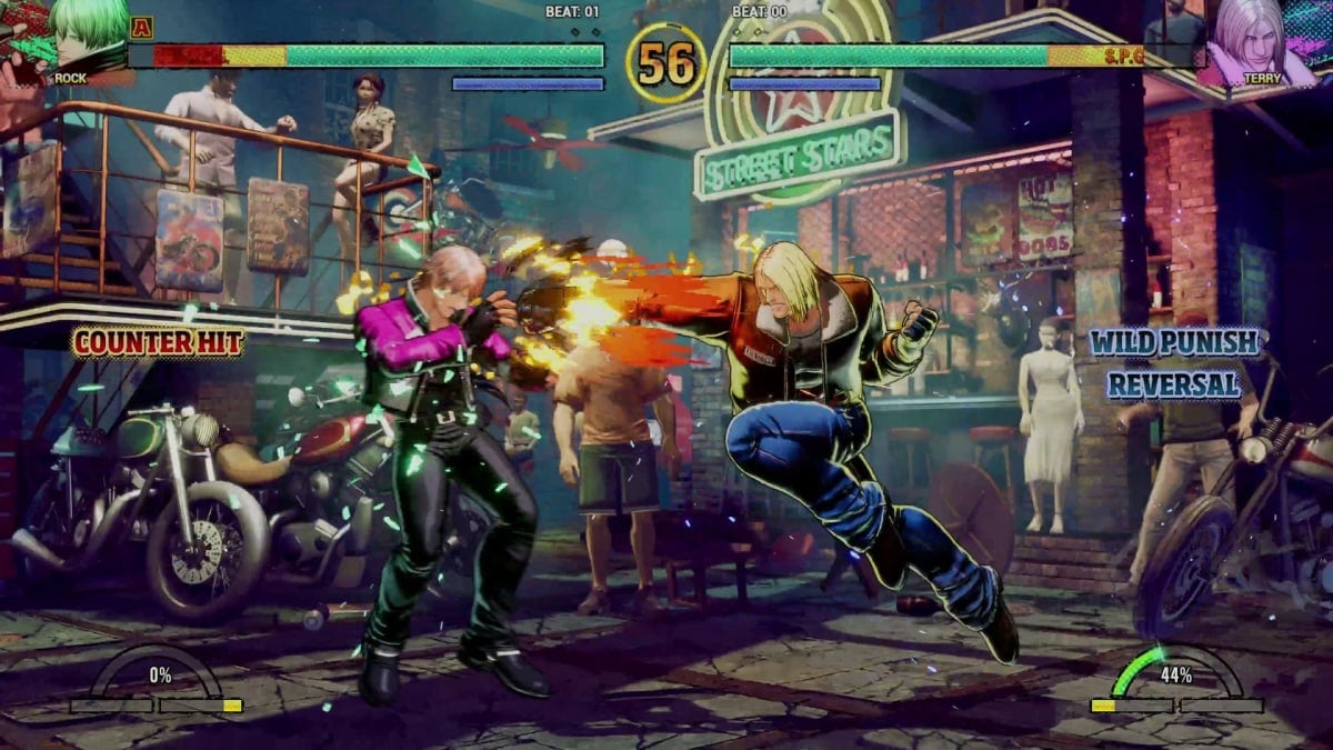 Rock fights Terry Bogard in Fatal Fury: City of the Wolves