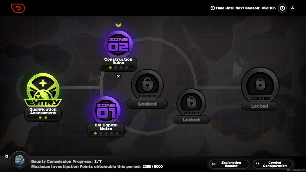 Selecting a Hollow Zero area.