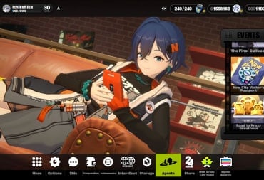 Zenless Zone Zero Main Menu featuring Belle lying down on a couch.