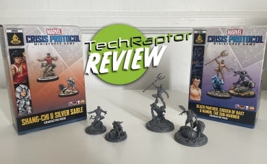 Marvel: Crisis Protocol new packs released for Shang-Chi, Silver Sable, Black Panther, and Namor - boxes and unpainted miniatures against a white background.