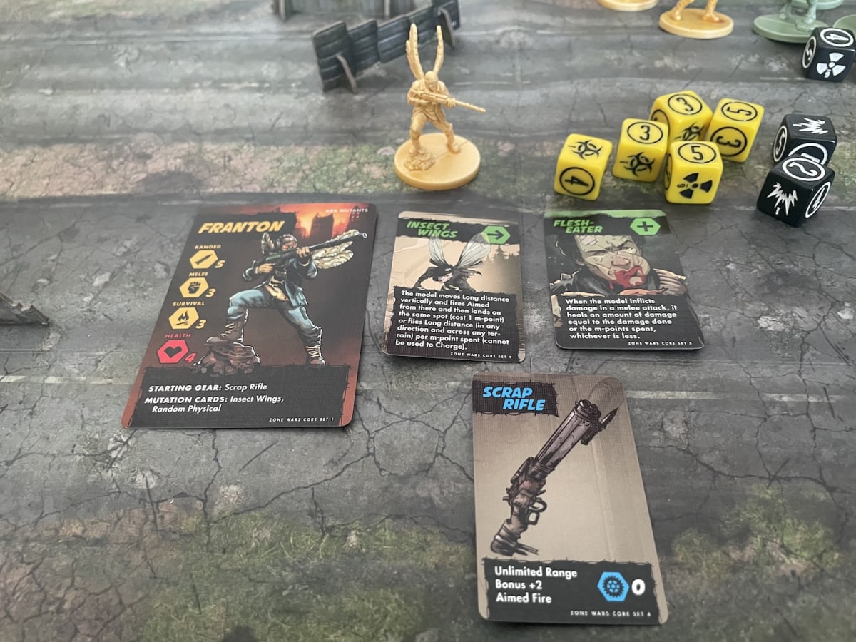 An image from our Mutant Year Zero Zone Wars review featuring the character Franton