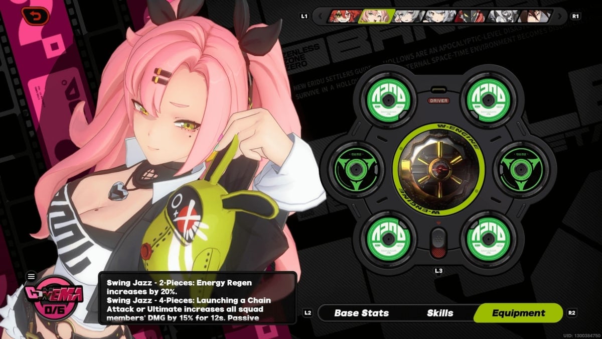 Nicole's W-Engine and disc screen.