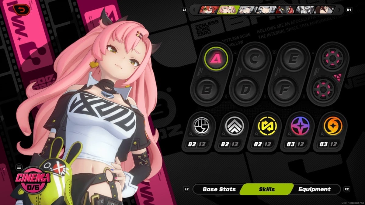 Nicole's Skills screen.