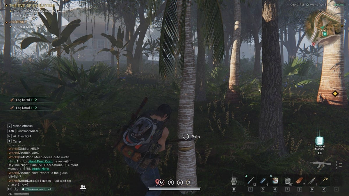 Chopping down a tree with a Pickaxe in Once Human