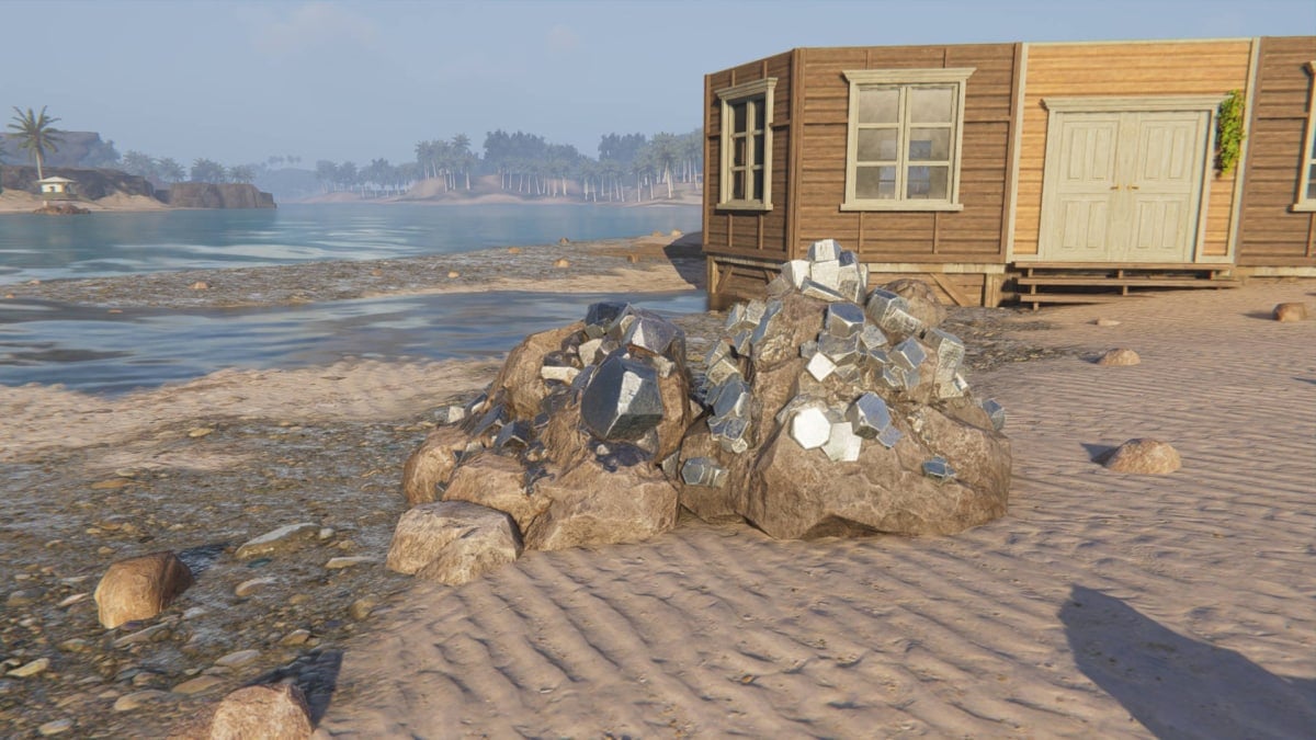 Silver Ore and Tin Ore on a beach in Once Human