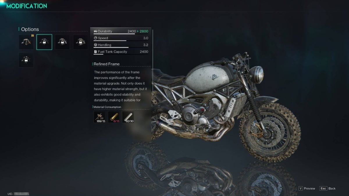 Modifying a Vehicle in a Small Garage in Once Human