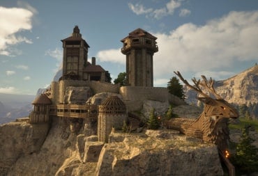 Image of a castle on a mountain in Pax Dei
