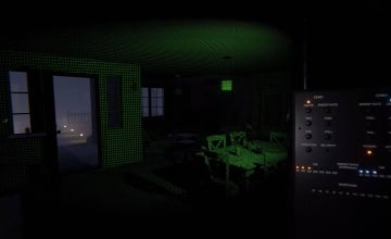 The player scanning the room with a ghost-hunting tool in Phasmophobia