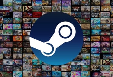 The Steam logo against a backdrop of games in a tile format