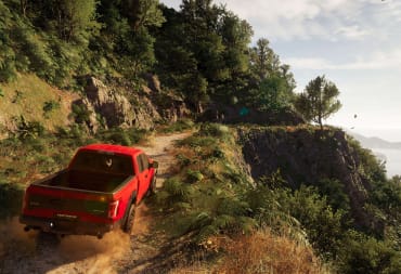 A car driving up a rocky, treacherous-looking path in Test Drive Unlimited Solar Crown