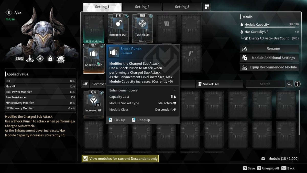 A look at modules in The First Descendant.