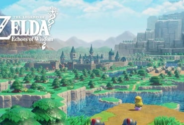 A shot of The Legend of Zelda: Echoes of Wisdom, showing Zelda looking out over the landscape