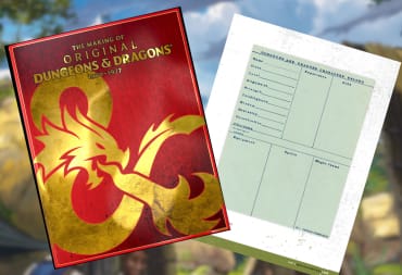 An image of The Making of Original Dungeons & Dragons cover and an early character sheet