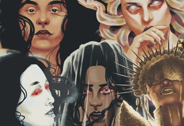 Cover artwork of the Uncaged Anthology Bundle. The art shows several monstrous women together in profile.