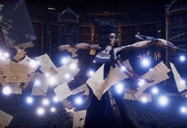 A vampiric figure with pages swirling around her in V Rising
