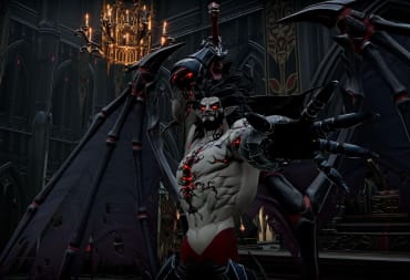 A vampiric monster lifting his arm up in V Rising