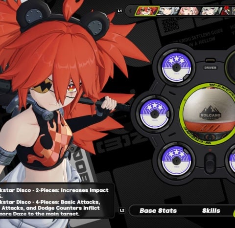 Koleda from Zenless Zone Zero's equipment tab showing her W-Engine