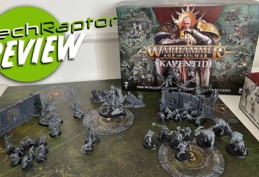 An image of the new Warhammer Age of Sigmar Skaventide launch box, and many built minis among it.