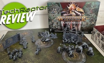 An image of the new Warhammer Age of Sigmar Skaventide launch box, and many built minis among it.
