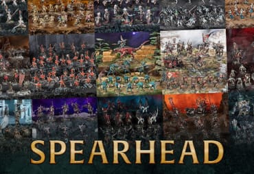 Warhammer Age of Sigmar Spearhead header that shows several of the various units that can compete in this mode
