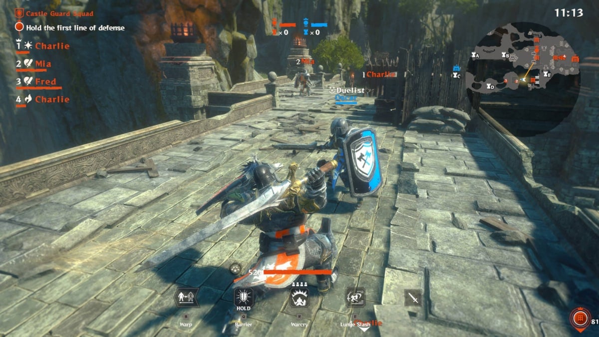 Two characters fighting in Warlander